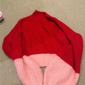 Color Block Red and Pink Sweater
